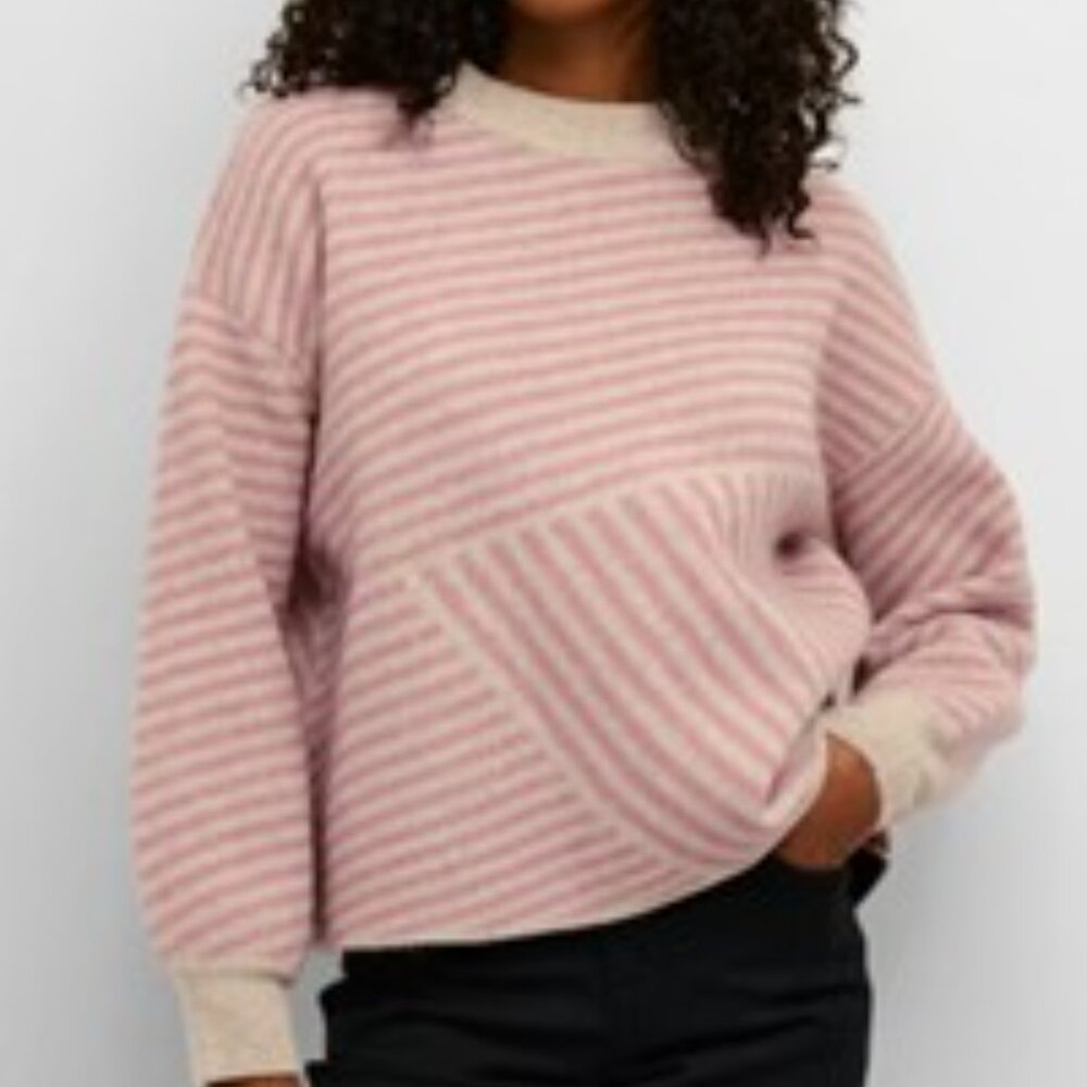 NWT Kaffe  Women's Cowl Neck Sweater - Burgundy and Beige size medium